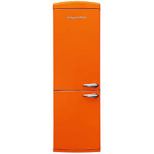 The lower part contains a spacious freezer section. Orange Retro Fridge 335l Majestic Retro Fridges