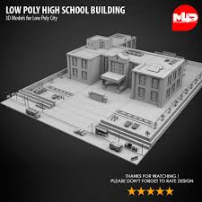 Low Poly High School Building School Building School Design School