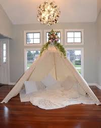 Sheer lace indoor and outdoor canopy and creative play space. Adult Teepee Boho Tent