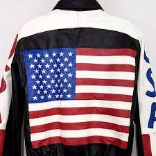 Usa Leather Bomber Jacket Vtg 90s American Flag Spell Out Motorcycle Mens Small Bonus Flightbomber Leather Bomber Jacket Usa Leather Leather Bomber
