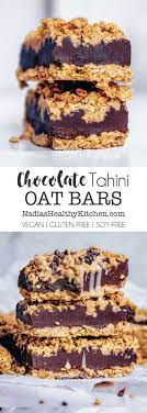 Chocolate Tahini Oat Bars Uk Health Blog Nadia S Healthy Kitchen Vegan Sweets Vegan Snacks Baking Recipes