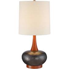 Bring light to the bedroom with bedside lamps. 360 Lighting Mid Century Modern Table Lamp Hammered Bronze Ceramic Wood Off White Tall Drum Shade For Living Room Family Bedroom Target