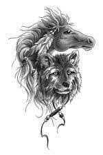 Wolf And Horse Tattoo Horse Tattoo Animal Tattoos Dog Tattoos