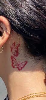 Butterfly Tattoo Red Ink Tattoos Red Tattoos Dainty Tattoos