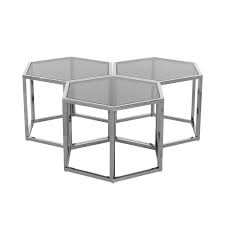 Use these pieces to display art books, collectibles, small houseplants. Penta Set Of 3 Hexagon Silver Coffee Table Home Story Richmond Interiors