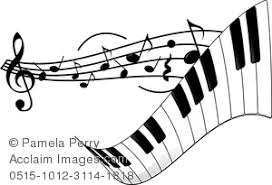Sheets piano, 2012 — 2021. Flowing Musical Staff With Musical Notes And A Piano Keyboard Depicting The Beautiful Sound Of Music Royalty Free Clipart Image