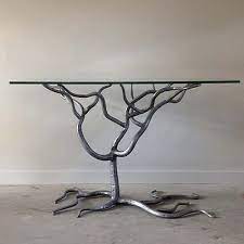 The slim design of this impressive console table base makes the living room or hallway look unique. Tree 48 L Console Table Base Only Pewter Finish Forged Steel Rt Facts Kent Ct