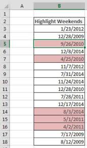 how to highlight weekend dates in excel dummies