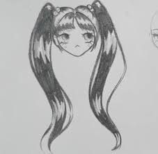 Draw the front section of the hair. How To Draw Female Anime Hair In Pencil Bangs Pigtails And Ponytails