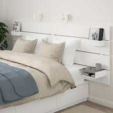 Se fixe au dos du unisexe : Nordli Cadre De Lit Rangement Tete De Lit Blanc 160x200 Cm Ikea