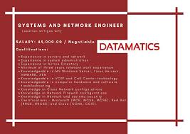 Cisco systems engineer average salary is $111,126, median salary is $106,400 with a salary range from $74,942 to $161,600. Datamatics Rj Globus Solutions Hello It Professional S We Re Currently Looking For It Professionals For Ortigas Site With At Least 3 Years Minimum And 5 Years Maximum Experience In Related Field
