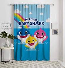 Baby Shark In 2020 Kids Curtains Printed Shower Curtain Baby Shark
