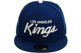New Era 5950 Los Angeles Kings Script Fitted Hat Royal Blue White Fitted Hats Los Angeles Kings New Era