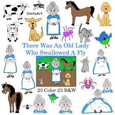 Sequenced Clip Art For There Was An Old Lady Who Swallowed A Fly Story Book 23 Black And White Images And 23 Full Colo Book Clip Art Clip Art Swallowed A Fly