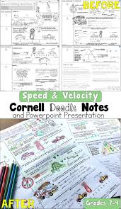 Try These Cornell Format Doodle Notes To Teach Your Students About Speed And Velocity They Will Lea Doodle Notes Math Cornell Notes Science Teaching Resources
