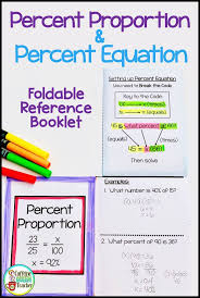 Percent Proportion And Percent Equation Foldable Booklet Percent Proportions Maths Activities Middle School Middle School Math