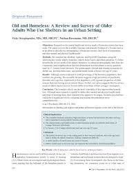 People become homeless for many kinds of most homeless are begging for money panhandlers, now the panhandlers are divided 2 types. Pdf Old And Homeless A Review And Survey Of Older Adults Who Use Shelters In An Urban Setting