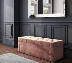 Safina Velvet Storage Blanket Box In Blush Pink Blanket Box Pink Bedroom Furniture Pink Office Chair