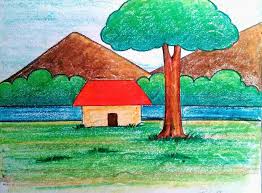Drawing Skill Landscape Drawing With Colour Easy Do a quick, loose drawing of the landscape. landscape drawing with colour easy