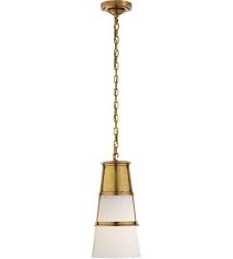 Thomas O Brien Robinson 1 Light 8 Inch Hand Rubbed Antique Brass Pendant Ceiling Light In White Glass Thomas O Brien Medium White Glass Visual Comfort Lighting Ceiling Pendant Lights Glass Pendant Light