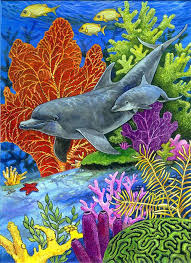 Ocean Dolphins Cross Stitch Pattern Look X Instant Download Dolphin Art Fish Art Ocean Art