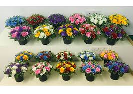 Placing artificial cemetery flowers on a loved one's grave is as honorable as using live plants. Memorial Grave Cemetery Pots With Artificial Flowers Roses With Gyp Ebay