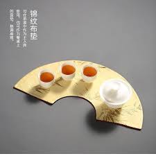 不漏斋南京云锦布艺棉麻双面扇形餐桌垫杯垫茶席布垫中式古典金竹 淘宝网全球站 projects to try illustration design projects