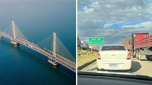 Ponte Anita Garibaldi segue totalmente interditada e causa até 7 km de filas na BR-101 em Laguna