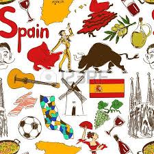 Colorful Collection Croquis De Symboles Espagnols Coeur Concept De Forme Fond Voyage Symbole Espagnol Symbole Espagne Croquis