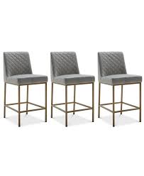 While these bar stools can still slide under the kitchen bar, they may be easier to sit in for younger kids or those who need the additional back support. Furniture Cambridge Velvet Stool 3 Pc Set 3 Grey Counter Stools Reviews Furniture Macy S