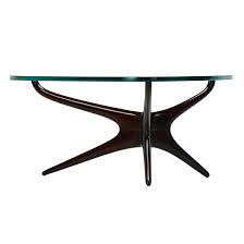 Solid sculptured american walnut with a hand rubbed oil finish, designed in 1950. Vladimir Kagan Kagan Dreyfuss Inc Trisymmetric Coffee Table 1950s Artsy