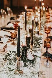 Love The Simplicity Of Black Candles Greenery And Gold Accents Check Out More Black Black Wedding Decorations Black Candle Wedding Black Candle Centerpieces