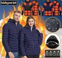 Manteau Hiver électrique Veste Chauffante USB Unisexe - 5 Zones Chauffantes  - 3 Niveaux Température - Hiver Extérieur Chauffage Carbone 3 Niveaux