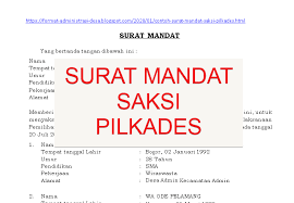 Demikian surat mandat yang kami berikan untuk dapat dipergunakan sebagai mana mestinya. Contoh Surat Mandat Saksi Pilkades 2021 Dari Calon Kepala Desa Format Administrasi Desa