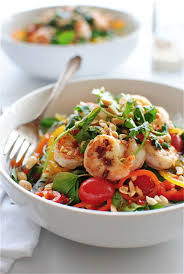 Prepare the vegetables and shrimp, and place them in a very large salad or mixing bowl. Thai Shrimp Salad Bev Cooks