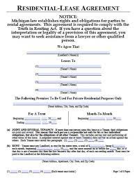 free michigan rental lease agreement templates pdf word