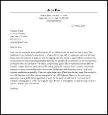 Professional Sandwich Artist Cover Letter Sample Writing Guide Resume Now
