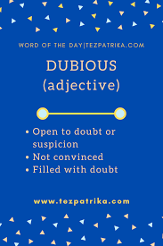 Dubious Meaning In Hindi English Word Meaning English Words Vocabulary