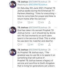 Prophet tb joshua passed on at the age of 57 on saturday, june 5. Ev72wjqewbxcbm