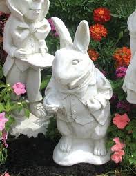 White Rabbit Statue White Finish In 2020 Rabbit Garden Follow The White Rabbit Garden Art