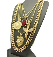 Shop for diamond angel pendants in 10k, 14k, and 18k white, yellow and rose gold. 18k Gold Plated 5 Chain Combo Cuban Jesus Medusa Halo Angel And Ruby Datnewice
