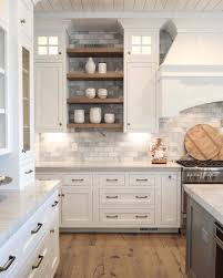 I Like The Gray Brick Backsplash Subtle And A Little Different From What I Ve B Kitchen Cabinets Decor Rustic Farmhouse Kitchen Farmhouse Kitchen Backsplash