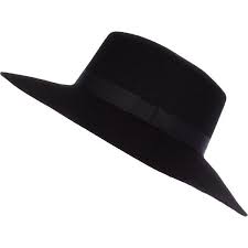 River Island Black Felt Shaker Hat Black Felt Brimmed Hat Black