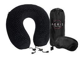 Aeris Memory Foam Travel Neck Pillow With Sleep Mask Earplugs Carry Bag Adjustable Toggles And Ve Neck Pillow Travel Memory Foam Travel Pillow Travel Pillow
