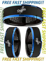 La Dodgers Ring Wedding Band 8mm Black Blue Tungsten Wedding Ring Sizes 6 14 Championshiprings Losangelesdod La Dodgers Baseball Baseball Wedding Dodgers