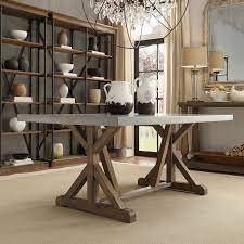 Choose the dining room table design that defines your family's style and character. Homehills Ellary Rustic Pine Concrete Topped Trestle Base Dining Table Bellacor