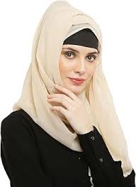 Buy Evelia Women's Georgette Off White Hijab Scarf at Amazon.in