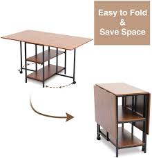 Work tables └ prep tables └ food preparation equipment └ commercial kitchen equipment └ restaurant & food service └ business, office & industrial all categories antiques art baby books, comics & magazines business, office & industrial cameras & photography cars, motorcycles. Buy Kotpop Folding Dining Table Drop Leaf Folding Extension Dinning Table For Kitchen Farmhouse Room Space Saving Table With 2 Storage Racks And 2 Wheels Brown Online In Turkey B08rrz2q2y