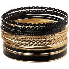 Black And Gold Bracelet Set Black Gold Bangle Set Found On Polyvore Gold Bangle Bracelet Set Gold Bangle Set Gold Bangles