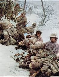 US Marines' temporary rest during Battle of Chosin Reservoir